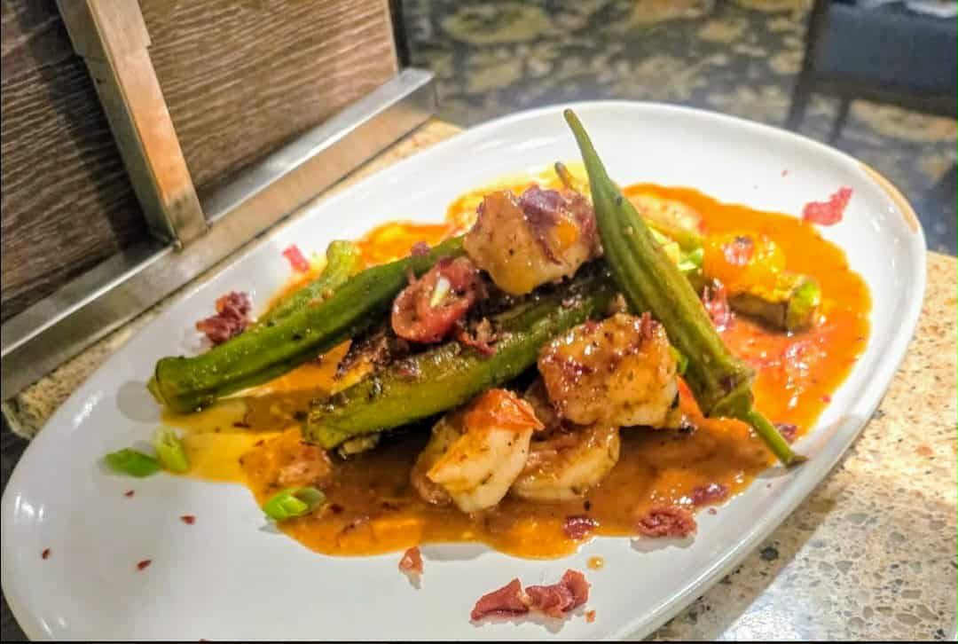 Shrimp with okra sauce